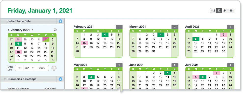 Trader's Day Finder - Calendar Grid View